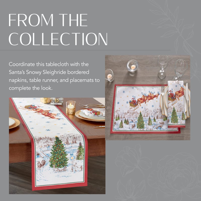 Elrene Home Fashions Santa Snowy Sleighride Wrinkle Resistant Holiday/Christmas Tablecloth, 60"X144", Rectangle - Image 5